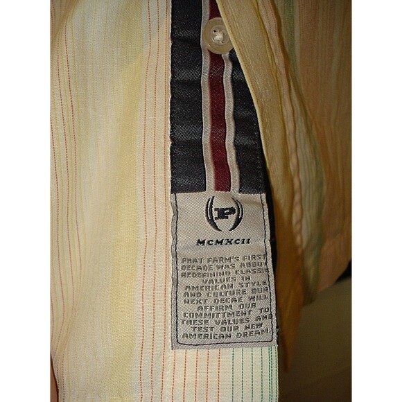 Phat Farm Shirt Pastel Striped Button Front Short Sleeve Mens Size 3XL - Picture 6 of 8
